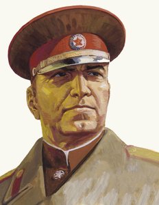 Général russe Georgi Zhukov (gouache sur papier)