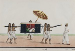 Thomas Holroyd lit dans son palanquin, vers 1835