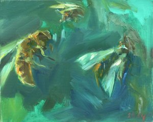 Abeille 2, 2024 (huile sur carton)