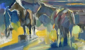 Deux chevaux, 2024 (huile sur carton)