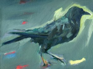 Corbeau en marche, 2024 (huile sur toile)