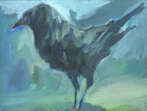 Corneille verte en marche, 2024 (huile sur toile)