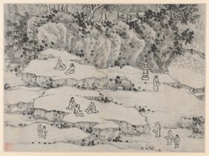 Douze vues de la colline du Tigre, Suzhou : La terrasse de la pierre qui hoche la tête, colline du Tigre..., après 1490