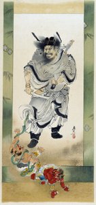 Shoki et les démons. Auto-peinture par Shibata Zeshin