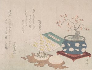 Bonsaï Prunier, Boussole et Cadran Solaire de Poche avec Design de Calendrier, de Spring Rain Surimon, 1806