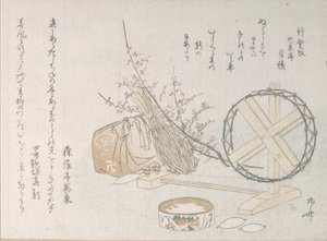 Roue à filer et bobines, 19e siècle