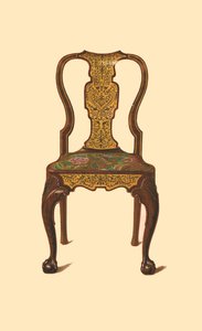 Chaise en noyer incrustée de marqueterie, 1905 - Shirley Charles Llewellyn Slocombe