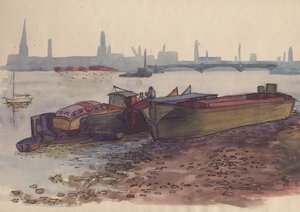 Barges sur la Tamise à Londres, 1951