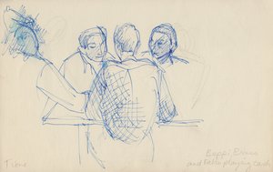 Beppi, Bruno et Fabio jouant aux cartes