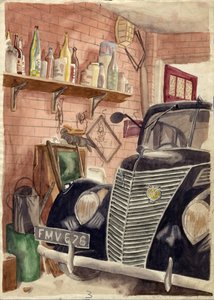 Voiture dans un garage, vers 1950 - Shirley Markham
