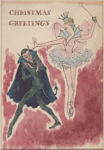 Diable et fée, carte de Noël, 1952 - Shirley Markham