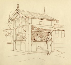 Kiosque vendant des boissons, Paris, France, c. 1951 - Shirley Markham