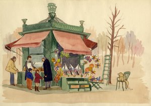 Kiosque vendant des jouets, Paris, France, vers 1951