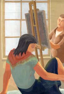Modèle et étudiant en cours de dessin, vers 1950 - Shirley Markham