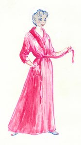 Femme en robe de chambre rose - Shirley Markham