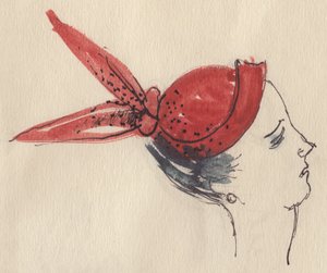 Femme au chapeau rouge, vers 1950 - Shirley Markham