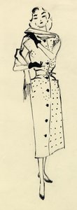 Femme en robe à pois, vers 1950