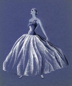 Femme en robe de bal sans bretelles, vers 1952 - Shirley Markham