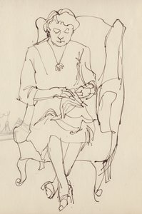 Femme cousant