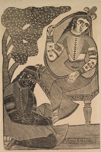 Krishna caressant les pieds de Radha - Shri Gobinda Chandra Roy