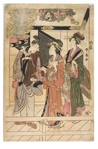 Visite à un sanctuaire - Shunsen Katsukawa