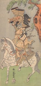 Ichikawa Danjuro V en guerrier monté sur un cheval gris pommelé, 1771 - Shunsho
