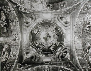 Détail de la coupole avec le Christ Pantocrator au centre - Sicilian School