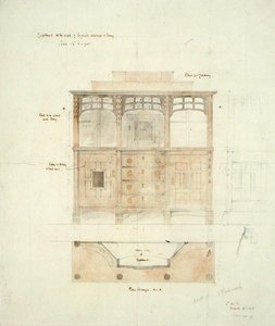 Conception pour un placard en noyer anglais et ébène - Sidney Barnsley