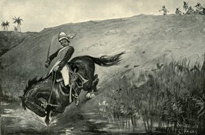 Évasion étroite du lieutenant Roberts poursuivi par des indigènes près de Lucknow, 1901 - Sidney Paget