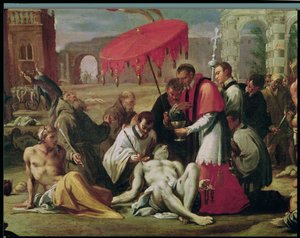 Saint Charles Borromée (1538-84) administrant le sacrement aux victimes de la peste en 1576 (détail)