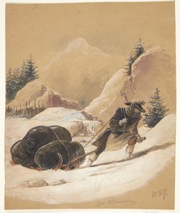 Homme avec traîneau - Sigmund Ferdinand Ritter von Perger