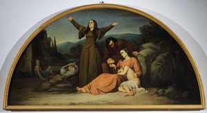 Lunette de la Famine, par Silvestro Lega (1826-1895), Oratoire de Canton, Modigliana, Émilie-Romagne