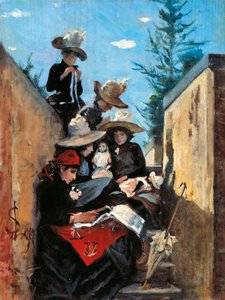 Mme Clementina Fiorini avec ses filles à Poggio Piano