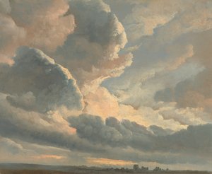 Étude de nuages avec un coucher de soleil près de Rome - Simon Alexandre Clément Denis