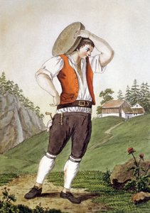 Vacher en Suisse, début du 19e siècle (gravure) - Simon Daniel Lafond