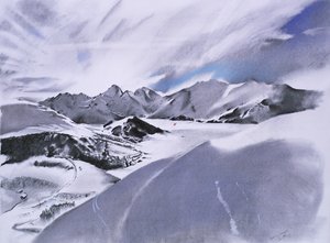 Alpes et nuages, 2003 (pastel et techniques mixtes sur papier) - Simon Fletcher