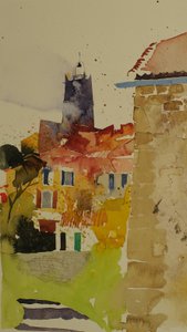Clocher, Languedoc, 2002 (aquarelle)
