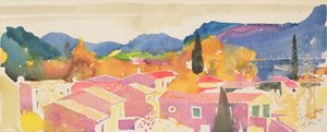 La tour sur Orb, 2004 France (watercolour) - Simon Fletcher