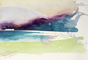 Rain Coming Amanohashidate, 2000 (aquarelle)