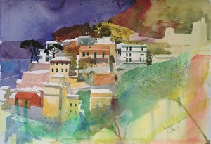 Cinqueterre de Riomaggiore, Italie, 2002 (aquarelle)