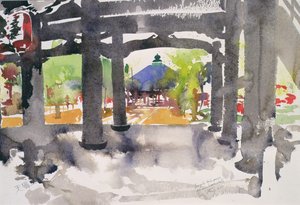 Entrée du temple, Amanohashidate (aquarelle sur papier) - Simon Fletcher