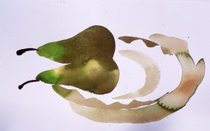 Deux poires sur une assiette, 2010 (aquarelle)