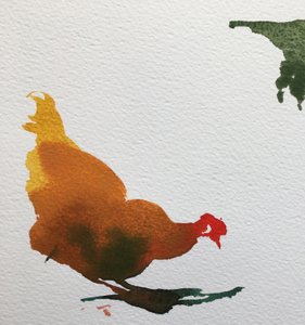 le picage des poules, 2020 (travail sur papier)