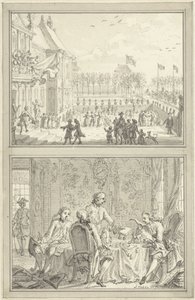 Le palais Honselaarsdijk change de propriétaire / Vente des seigneuries prussiennes à Anna de Hanovre, 1754 - Simon Fokke