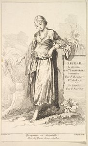 Afriquaine en déshabillé, du Recueil de diverses figures étrangères inventées - Simon Francois Ravenet