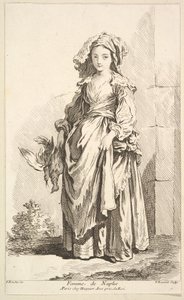 Femme de Naples, du Recueil de diverses figures étrangères inventées par F. Bouc... - Simon Francois Ravenet