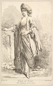 Femme du Levant, du Recueil de diverses figures étrangères inventées par F. Bouc..., 18e siècle - Simon Francois Ravenet