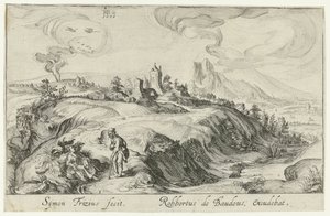 Paysage de montagne avec deux figures - Simon Frisius