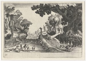 Paysage forestier avec une croix le long d