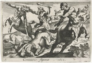 Hercule combattant les centaures
Centauros superat (titre sur l